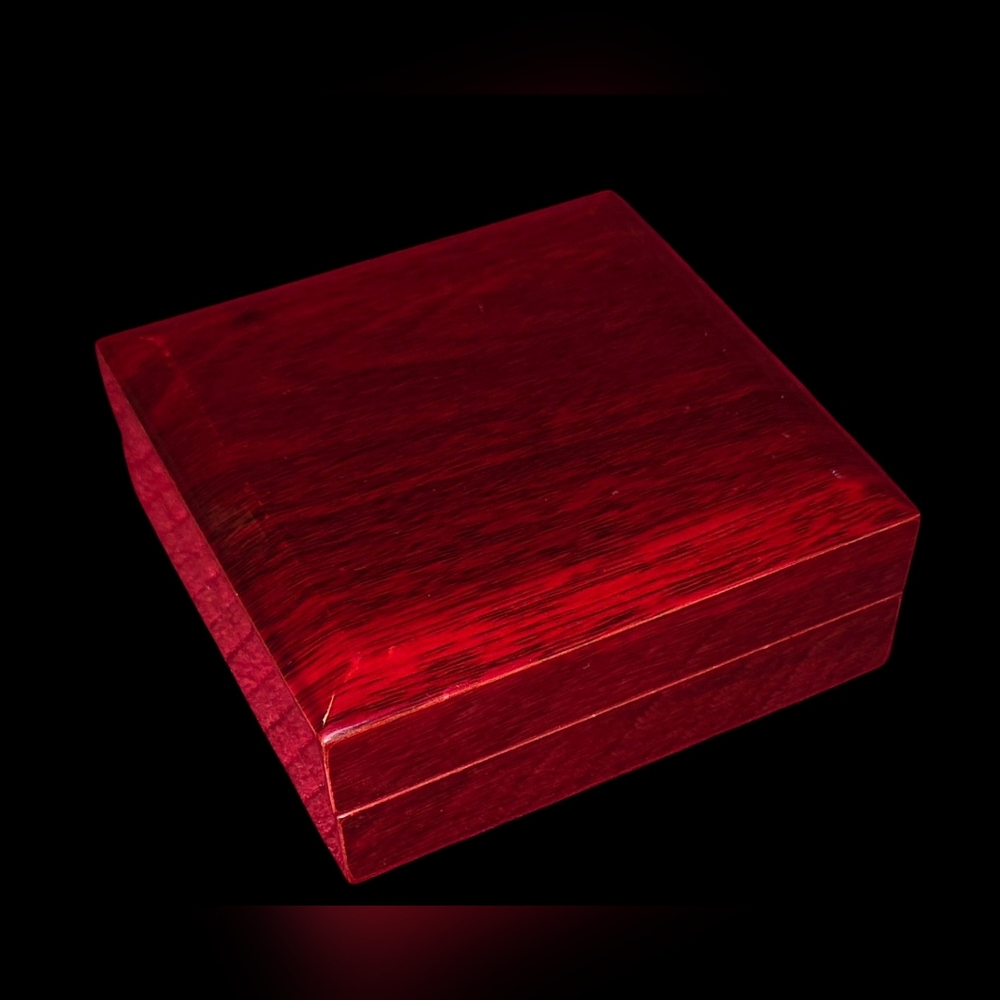 Mahogony Necklace Box with LED Light – Small Jewelry Display Case 4x4x2"